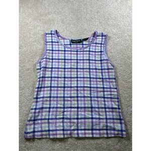 Lemon Grass Studio Womens Size S Sleeveless Purple Checked Top
